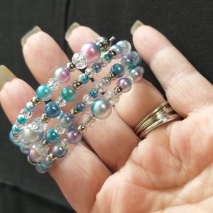 Mermaid Colored Memory Wire Wrap Bracelet